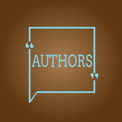 Conceptual hand writing showing Authors. Business photo showcasing Writers of books articles documents Journalists Creative minds.
