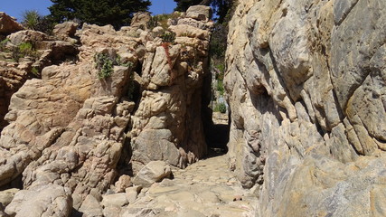 Landscape, rocky beach and seaside
