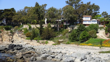 Landscape, rocky beach and seaside