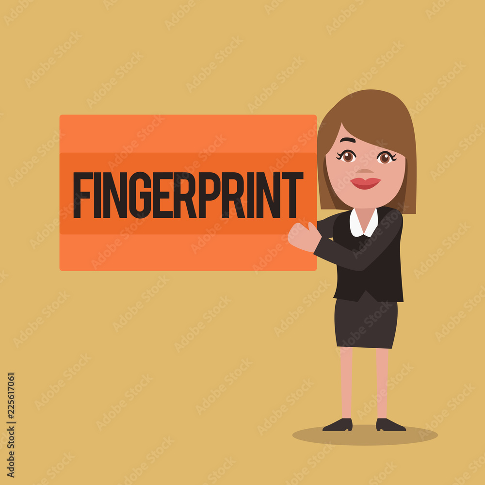 Poster text sign showing fingerprint. conceptual photo impression or mark made on a surface by a demonstrat