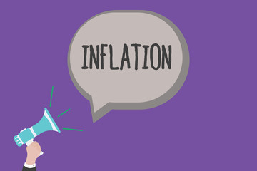 Handwriting text Inflation. Concept meaning general increase prices and fall purchasing value of money.