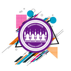 greeting card islamic interior mosque illustration