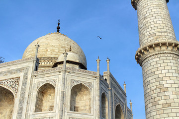 The details of architecture of Taj Mahal in Agra.