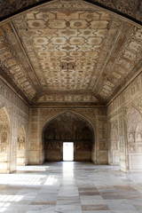 the architecture of courtyards and gardens inside the complex of Agra Fort