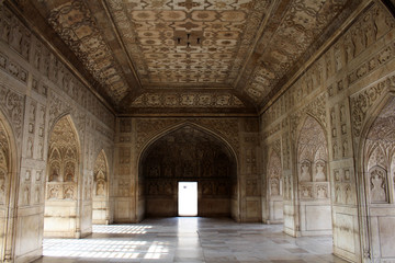 Fototapeta premium the architecture of courtyards and gardens inside the complex of Agra Fort