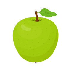 Vector cartoon green apple. Vegetarian fruit