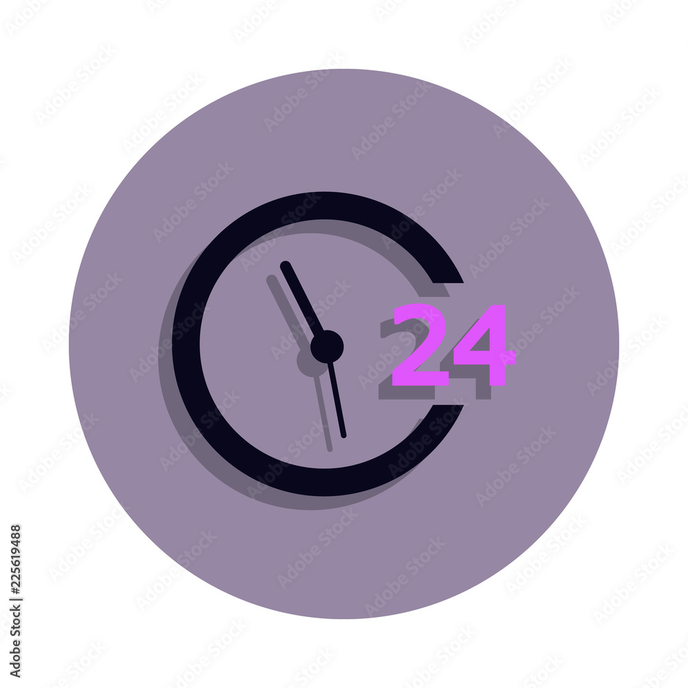 Poster 24 hour service icon in badge style. one of web collection icon can be used for ui, ux