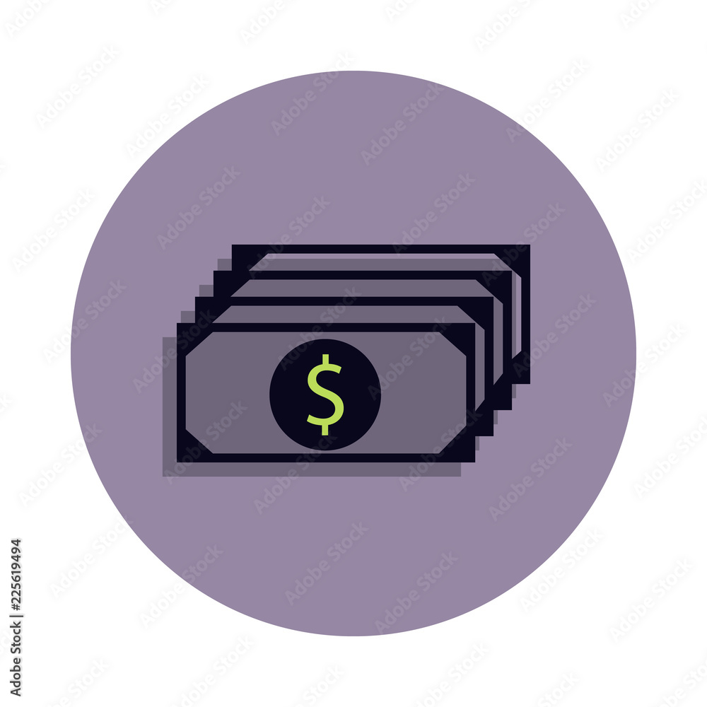 Poster money notes icon in badge style. one of web collection icon can be used for ui, ux