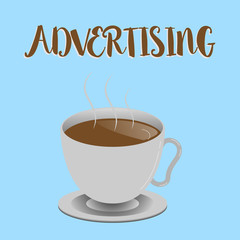 Word writing text Advertising. Business concept for Producing advertisements for commercial products or services.