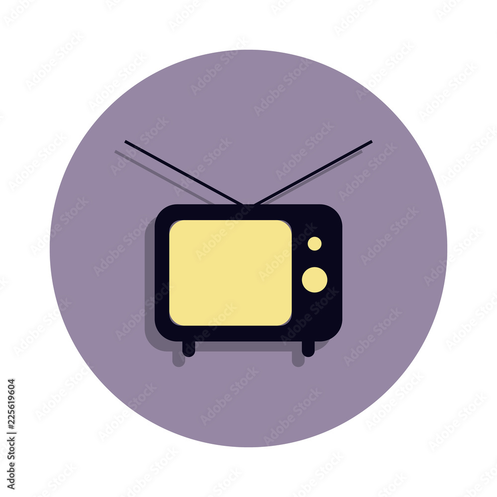 Poster old tv icon in badge style. one of web collection icon can be used for ui, ux
