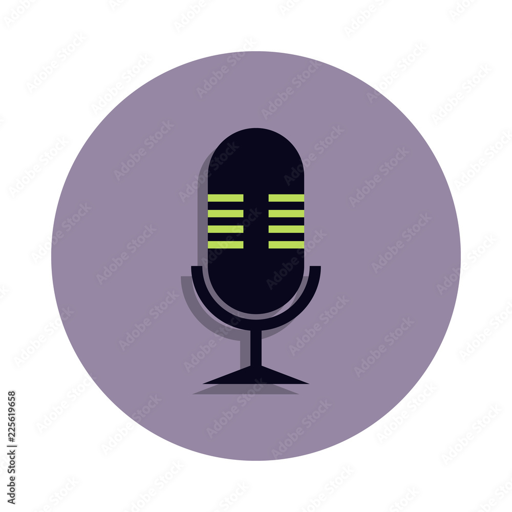 Poster radio microphone icon in badge style. one of web collection icon can be used for ui, ux