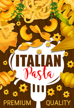 Italian pasta poster with pastry food or garnish