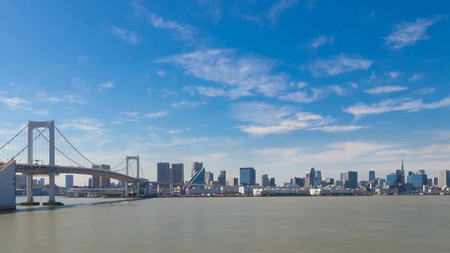 東京風景・タイムプス・東京湾と青空