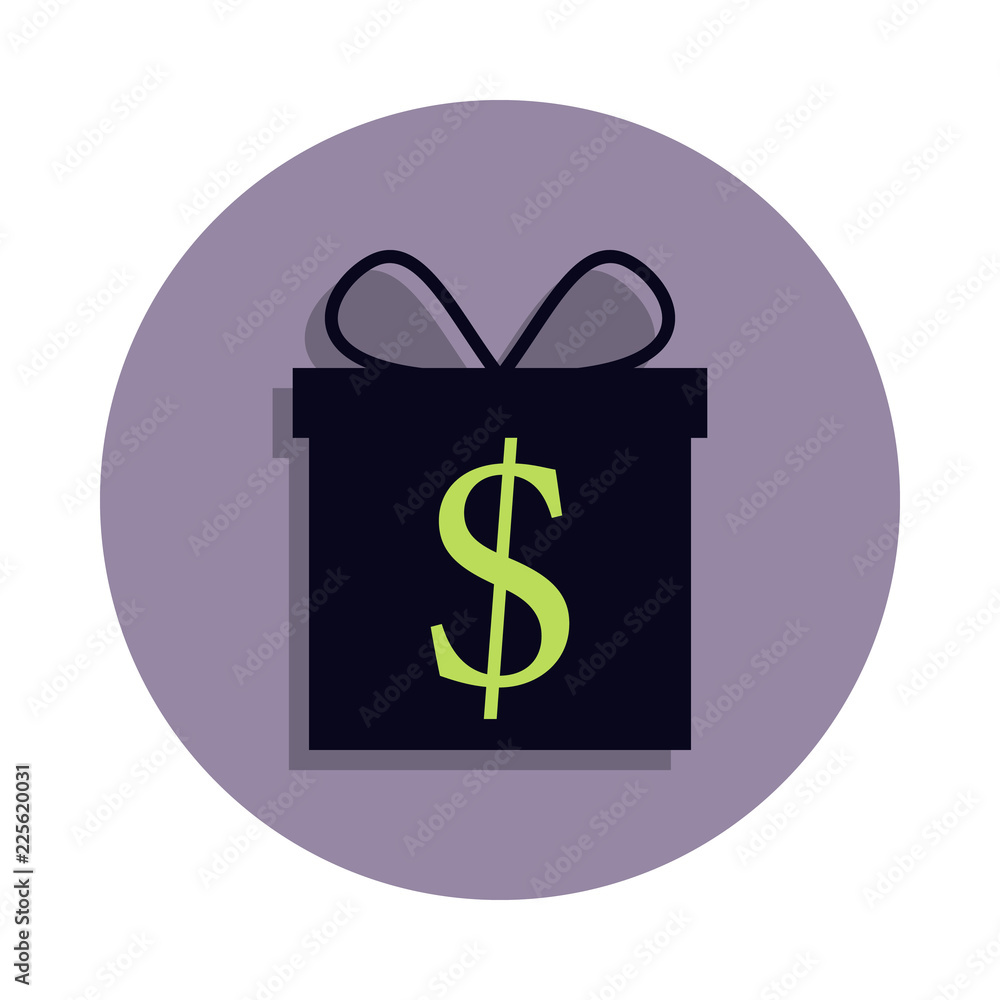 Poster cash gift in a box icon in badge style. one of web collection icon can be used for ui, ux
