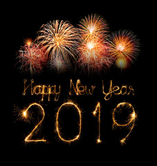 2019 happy new year with Sparkle firework