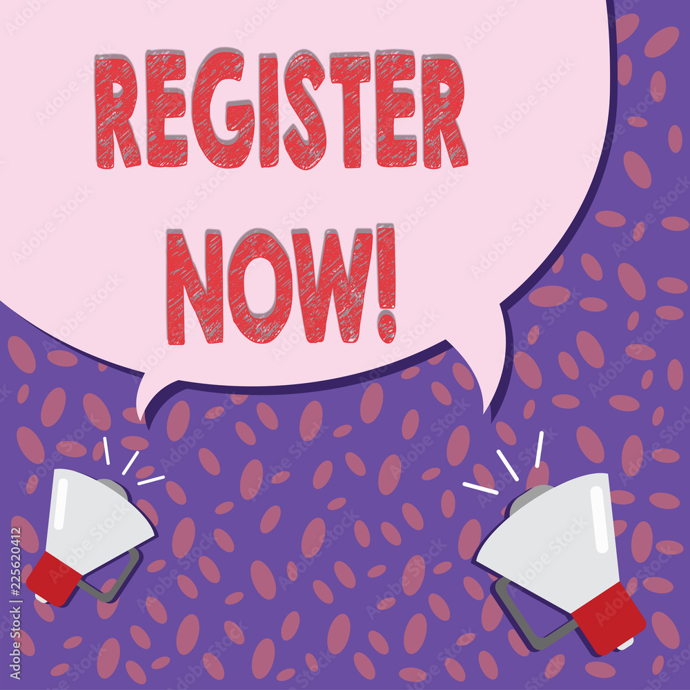 Poster writing note showing register now. business photo showcasing to put information especially your name