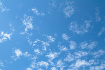 Deep blue sky and white cloud background.