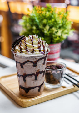 chocolate frappe with whipped cream