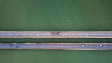 Aerial view bridge over the sea