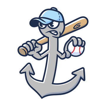 Cartoon Anchor Baseball Mascot