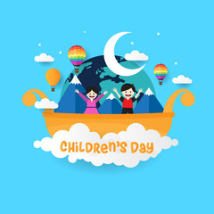 Happy Children day concept with flat design
