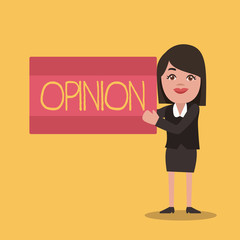 Writing note showing Opinion. Business photo showcasing Judgment formed about something Advice from expert Evaluation.