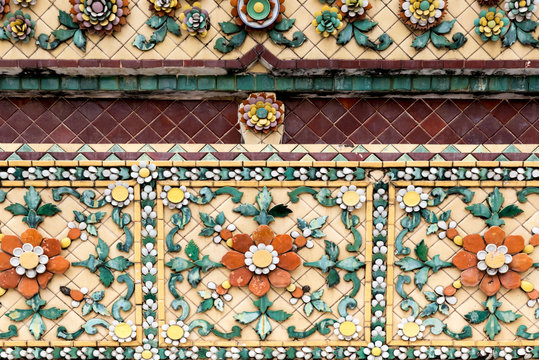 Pattern on Buddhist temple wall