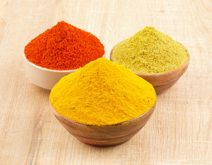 Indian Spices Collection on Vintage Background