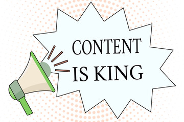 Word writing text Content Is King. Business concept for Content is the heart of today s marketing strategies.