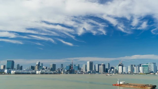 東京風景・タイムプス・東京湾と空