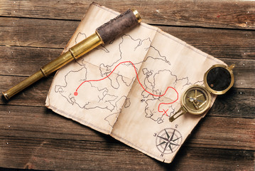 Vintage map with direction signs