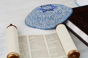 Torah with knitted kippah