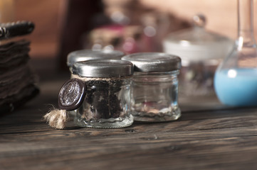 Alchemist table with various poisons