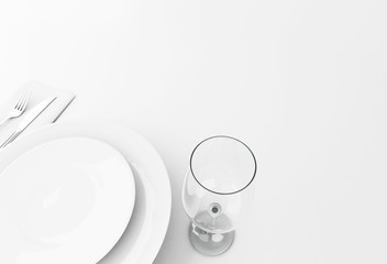 3d Fork and knife with empty plate