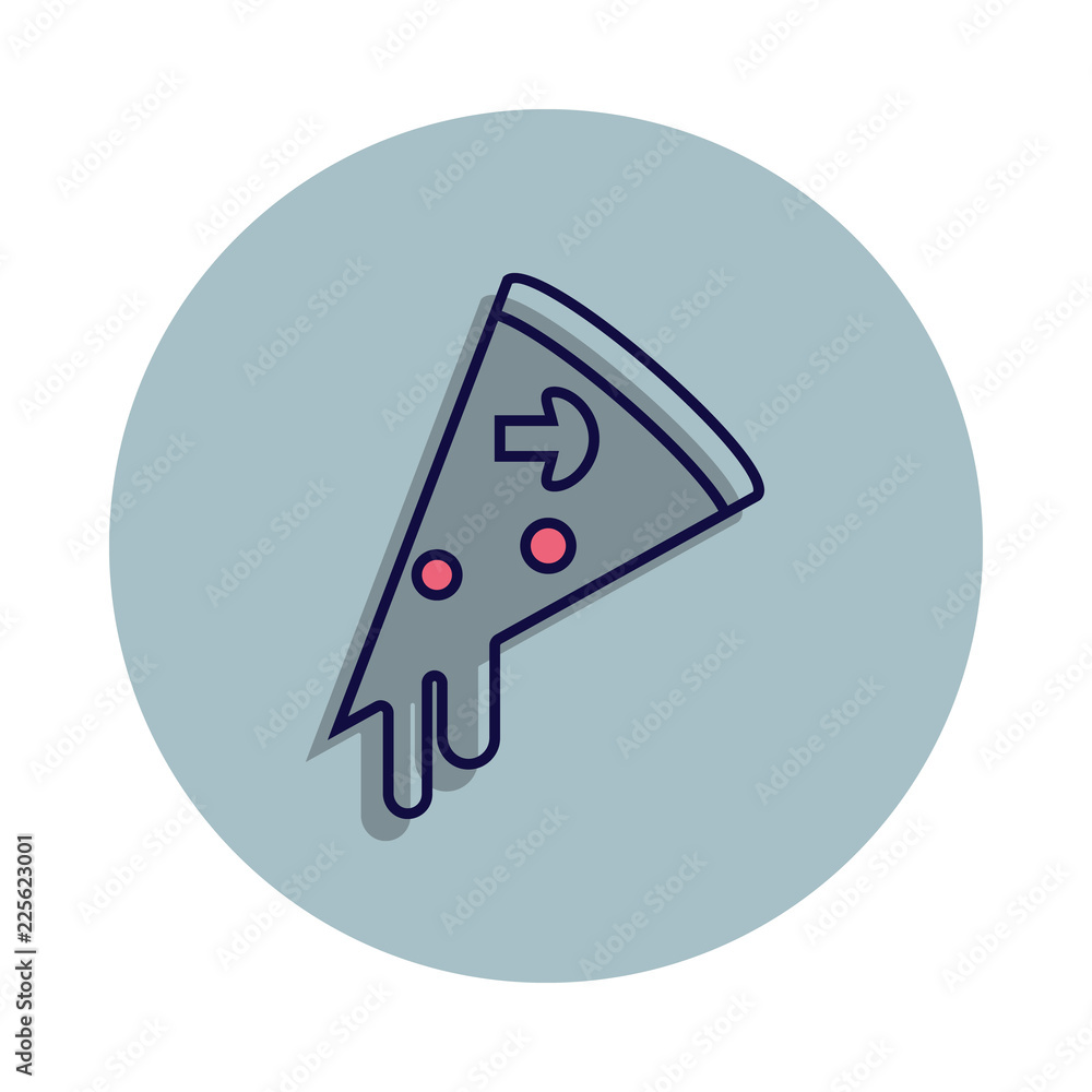 Poster piece of pizza icon in badge style. one of web collection icon can be used for ui, ux