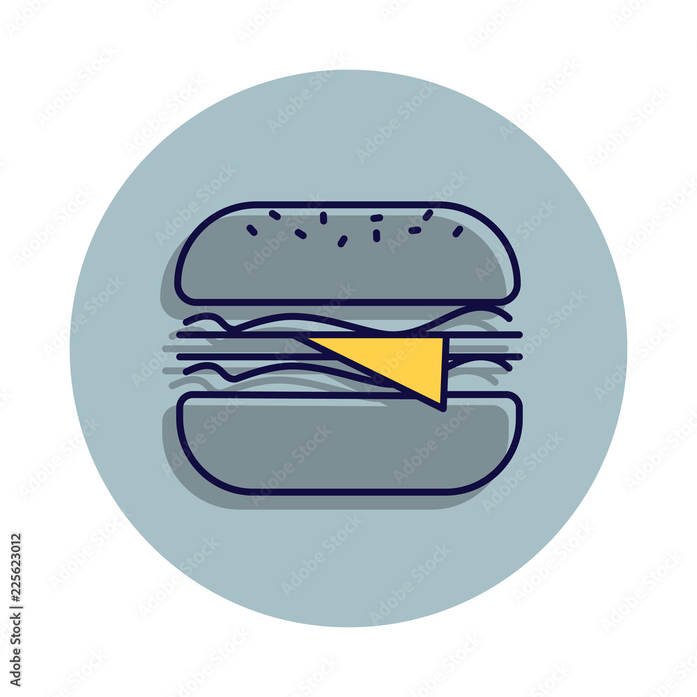 Aufkleber cheeseburger icon in badge style. one of web collection icon can be used for ui, ux
