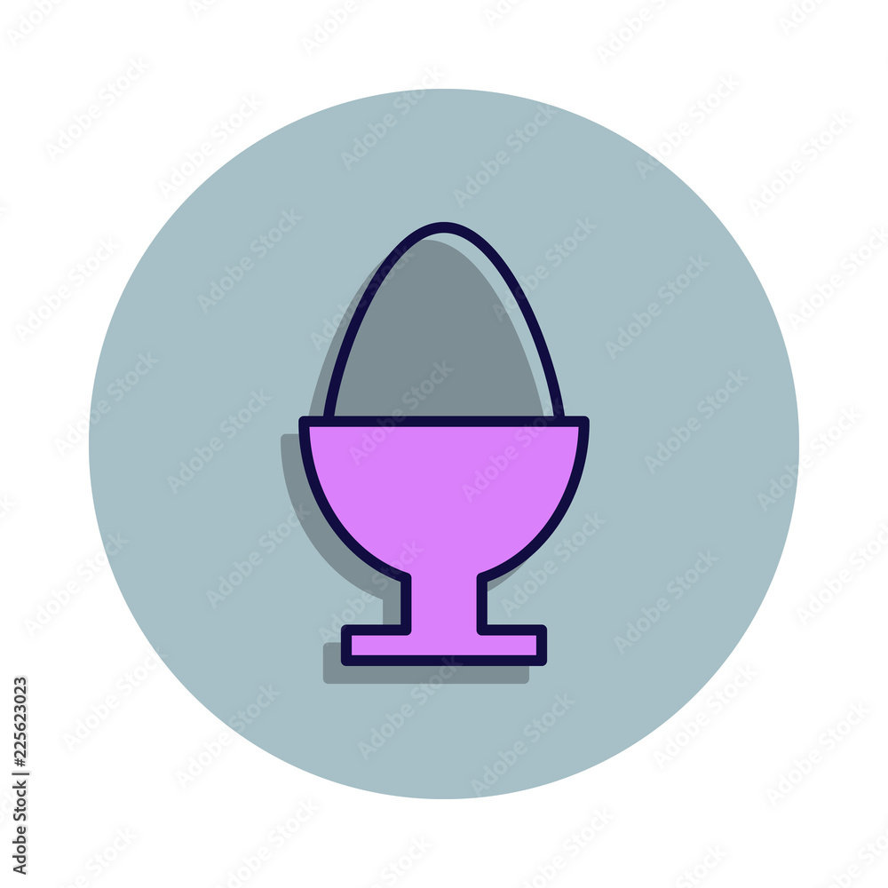 Poster stand for eggs and eggs icon in badge style. one of web collection icon can be used for ui, ux