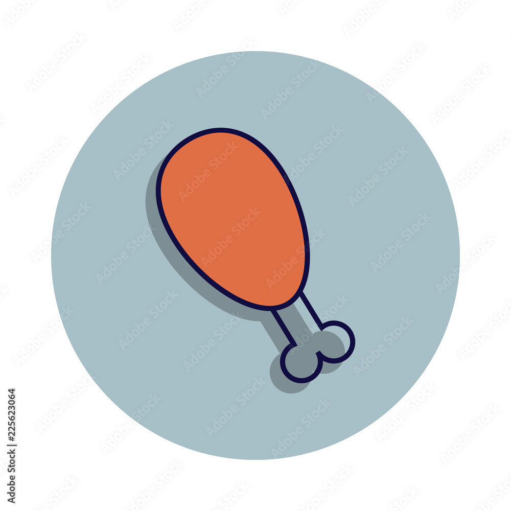 Poster chicken's leg icon in badge style. one of web collection icon can be used for ui, ux