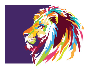 Naklejka premium Wektor głowa lwa w pełnym kolorze