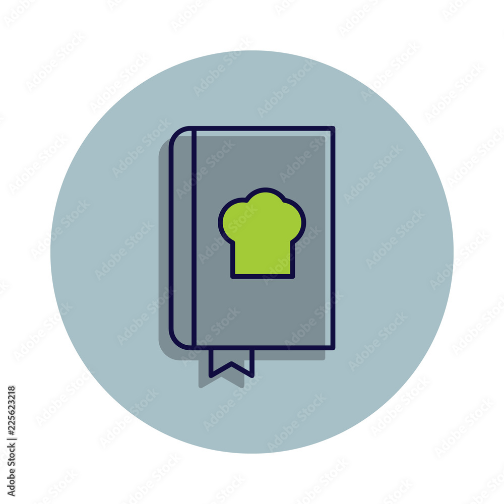Poster book of recipes icon in badge style. one of web collection icon can be used for ui, ux
