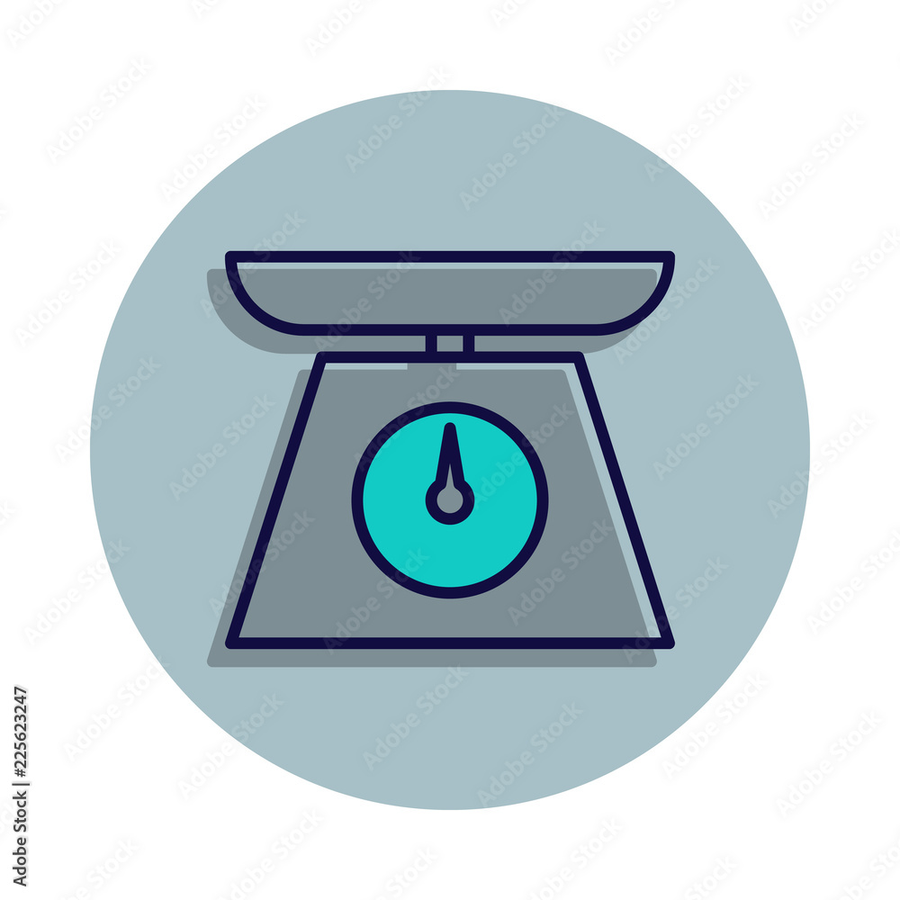 Poster kitchen scale icon in badge style. one of web collection icon can be used for ui, ux