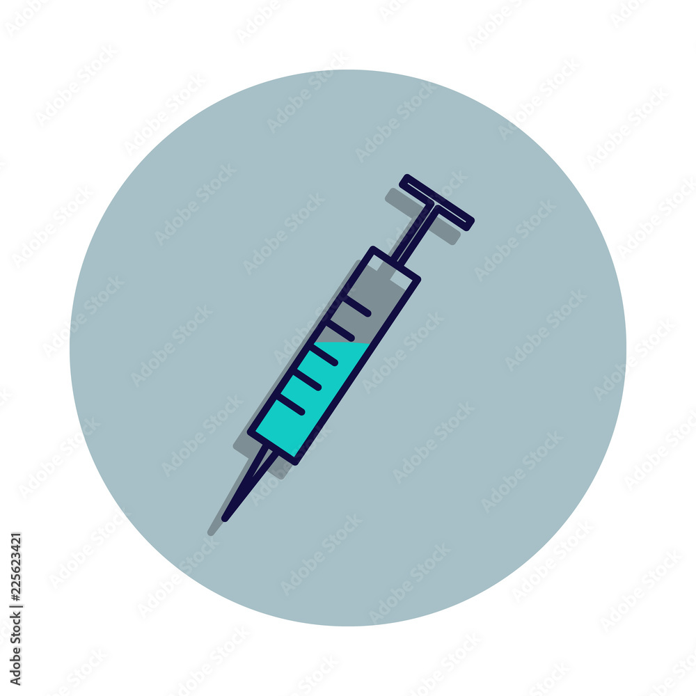 Poster syringe icon in badge style. one of web collection icon can be used for ui, ux