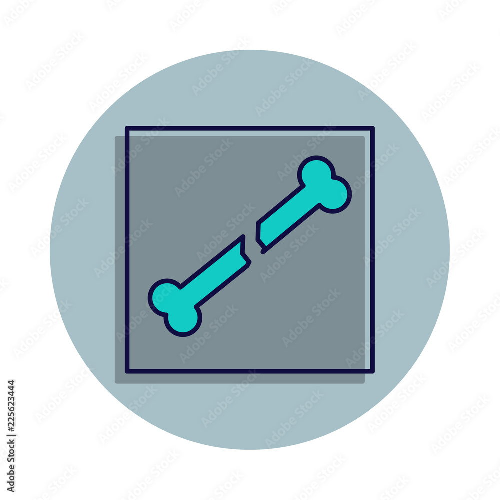 Poster broken bone icon in badge style. one of web collection icon can be used for ui, ux