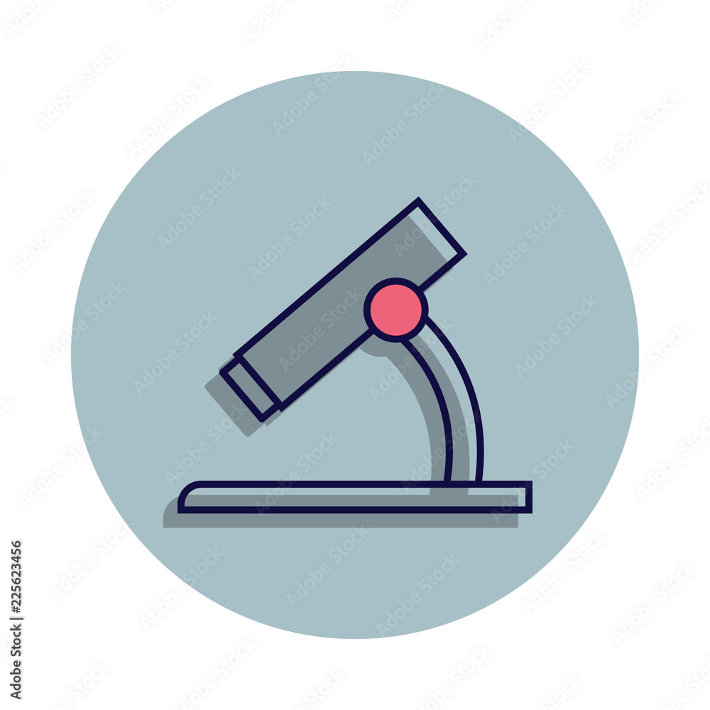 Poster microscope icon in badge style. one of web collection icon can be used for ui, ux
