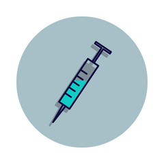 syringe icon in badge style. One of web collection icon can be used for UI, UX