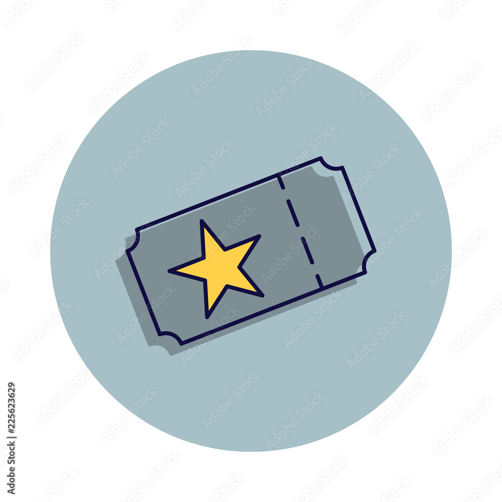 Poster ticket icon in badge style. one of web collection icon can be used for ui, ux