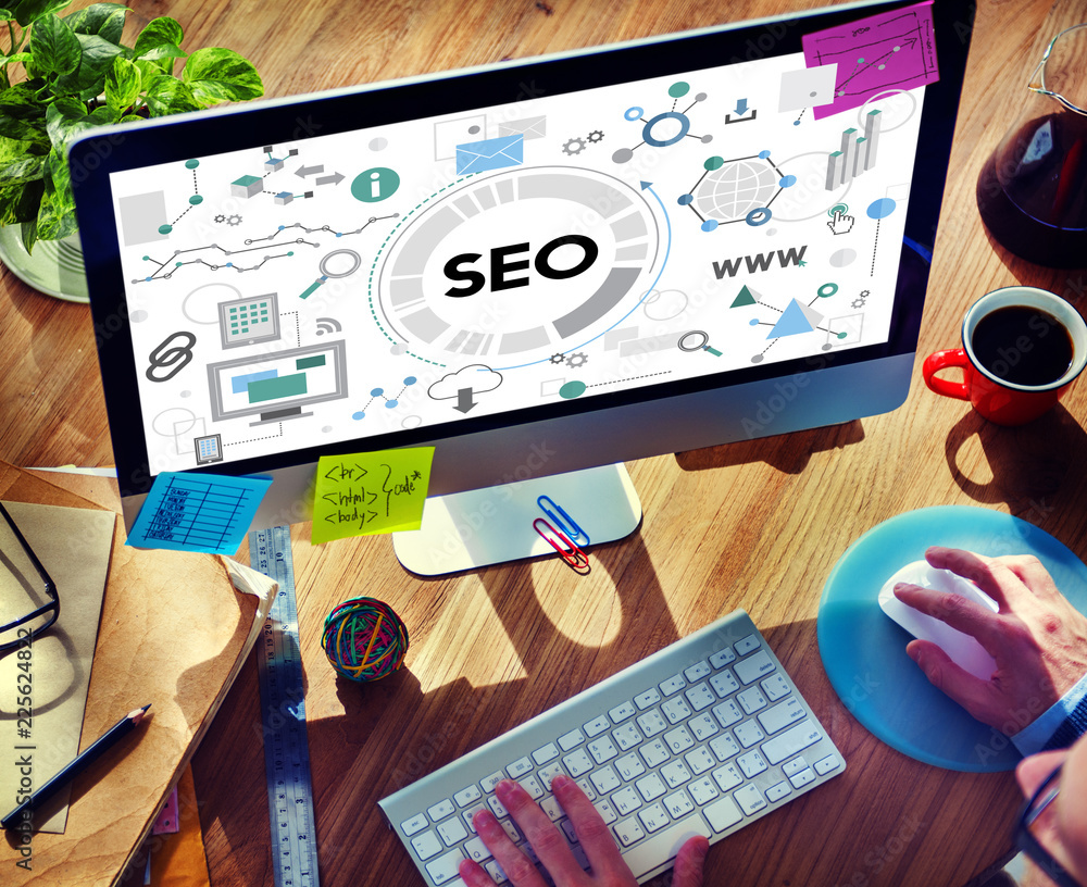 Aufkleber searching engine optimizing seo browsing concept