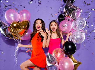 Portrait of two trend, elegant, graceful, charming, cheerful, fa