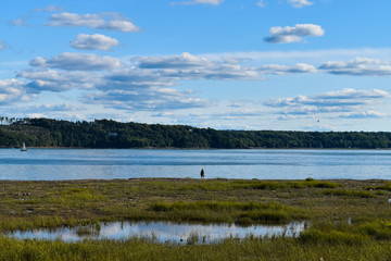 Explorer close to a river