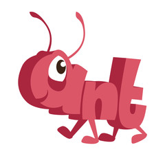 Ant Cartoon Animal in Letters